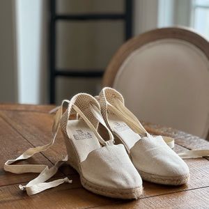 Canvas Espadrilles wedge with bow wrap